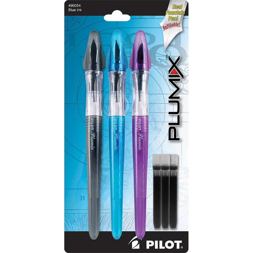 [PIL90054] Plumix Fountain Pen, Blue Ink 3/Pk