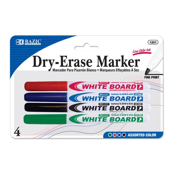 [1201] Assorted Color Fine Tip Dry-Erase Marker (4/Pack)