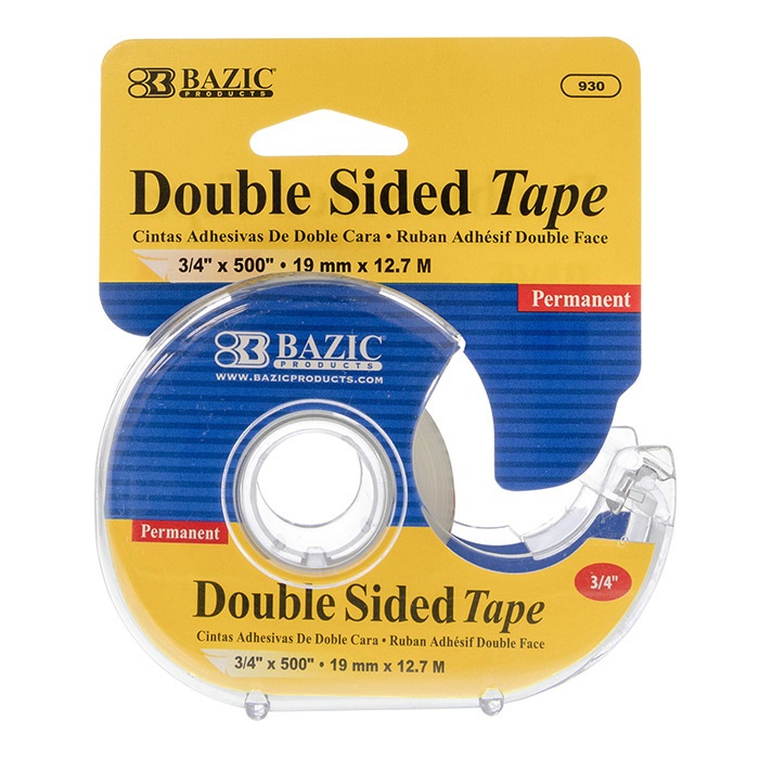 [930] BAZIC 3/4" X 500" Double Sided Permanent Tape w/ Dispenser