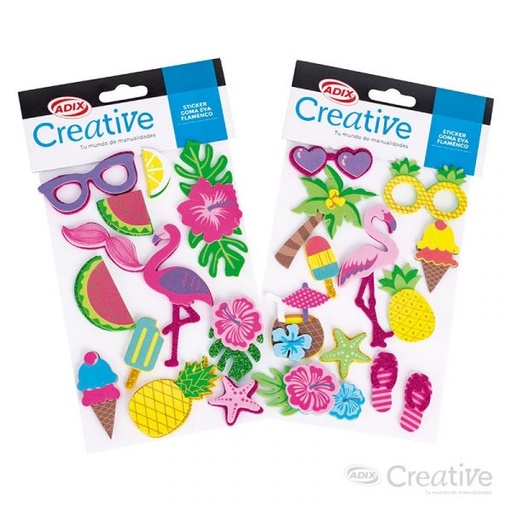 [C901080] Sticker de Goma Eva Flamenco Surtido 12 unidades