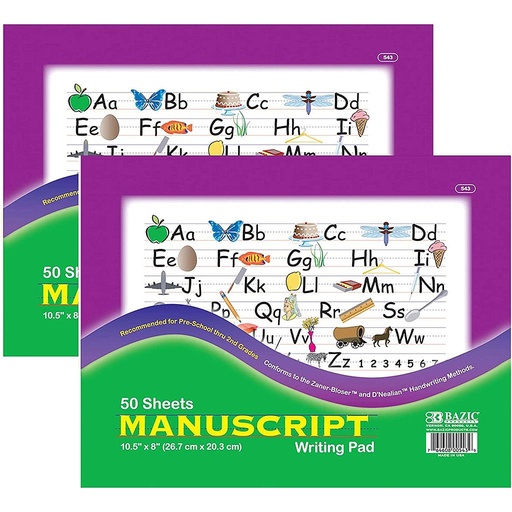 [543] Writing Pad - Manuscript, 10.5"X 8"(50 Ct.)