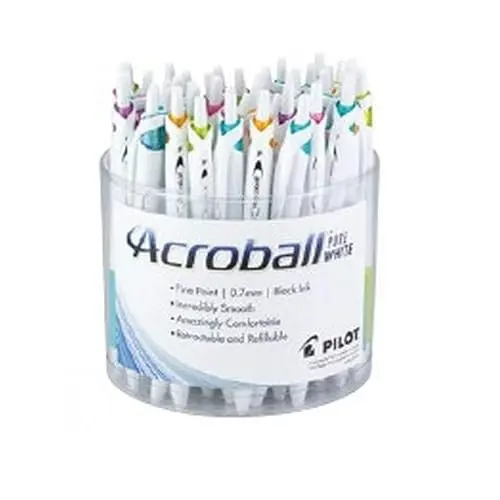 [PIL4350] Acroball pure white, Fine 0.7mm, 48/pc tub, Black ink(13063)
