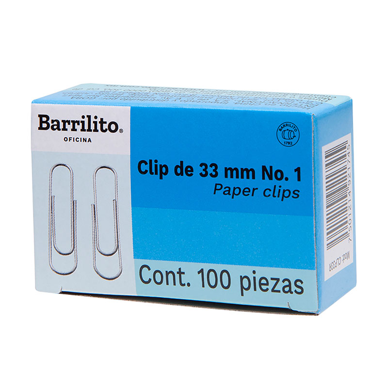 [BARR-CLP33R] Paper clips redondo No.1 caja de 100/pz