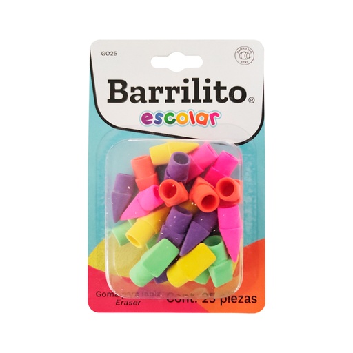 [BARR-GO25] Goma de capuchón en colores (Blister)