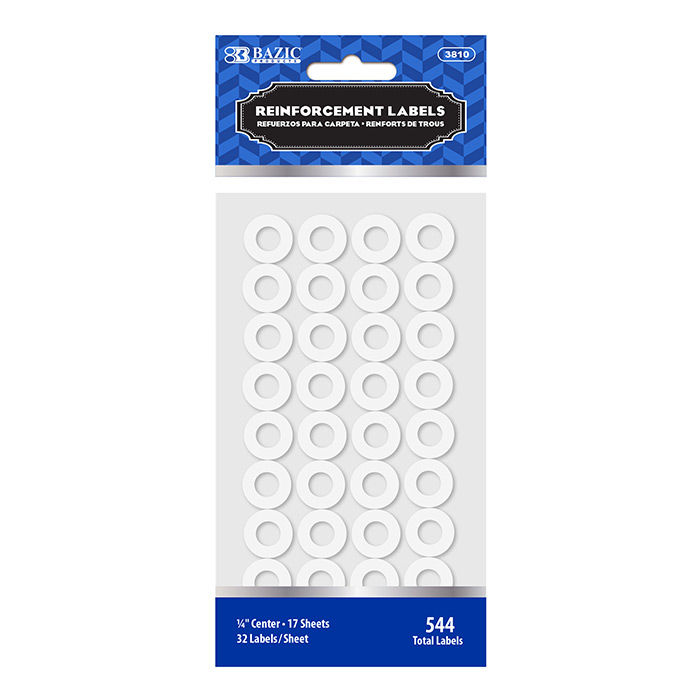 [3810] BAZIC White Round Reinforcement Label (544/Pack)
