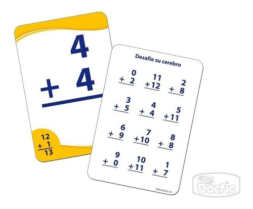 [D207002] Láminas de aprendiendo a sumar 56/pz con números del 0 al 12 (Flash Cards)