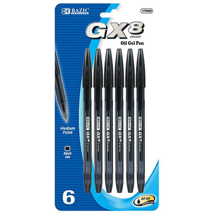 [17020] GX-8 Black Oil-Gel Pen 6/pack