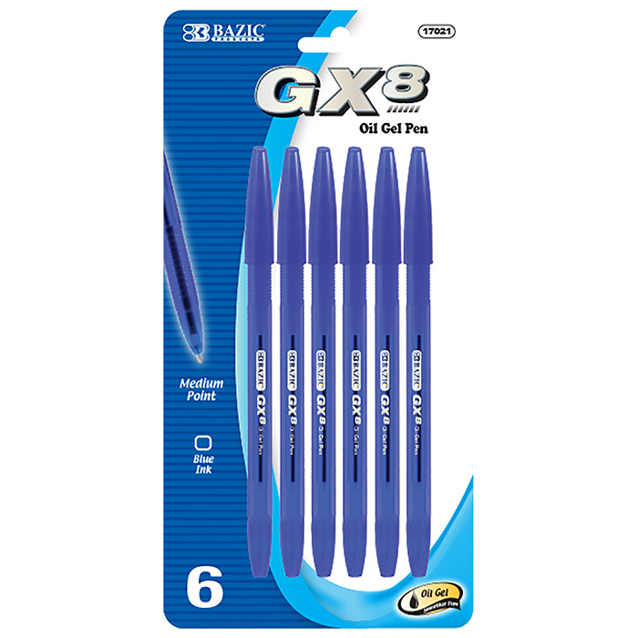 [17021] GX-8 Blue Oil-Gel Ink Pen 6/pack