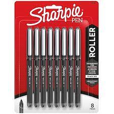 [2116307] Sharpie Rollerball Pen, Needle Point (0.5mm) Precision Pen, Black Ink, 8 Count