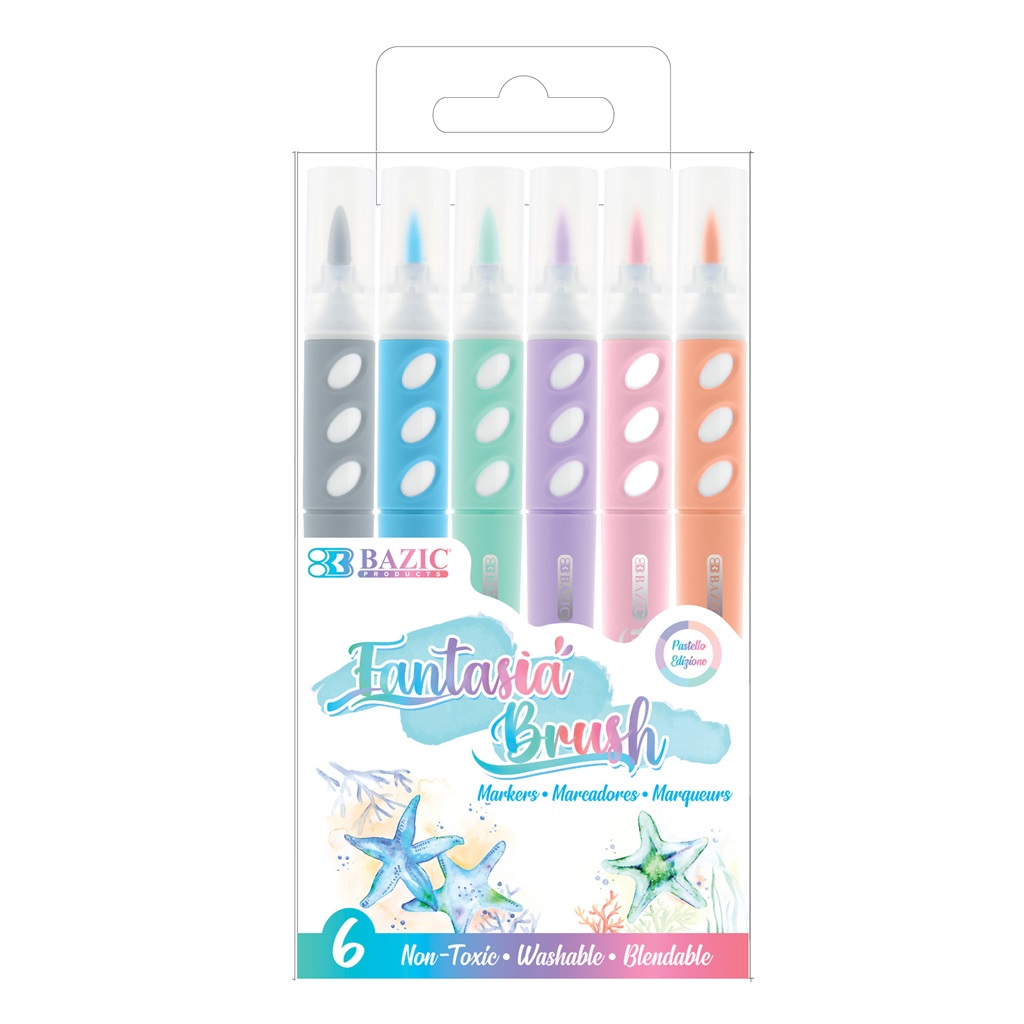 [1267] 6 Pastel Colors Brush Markers