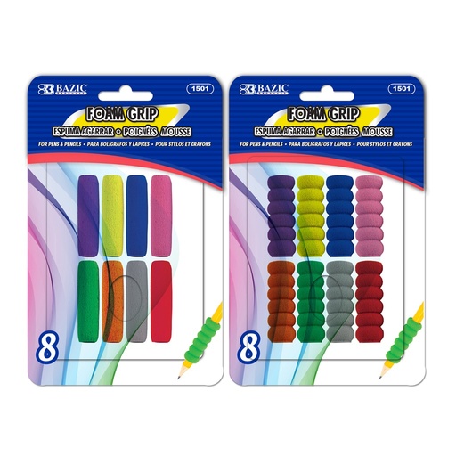[B-1501] Assorted Color & Shape Foam Pencil / Pen Grip (8/Pack)