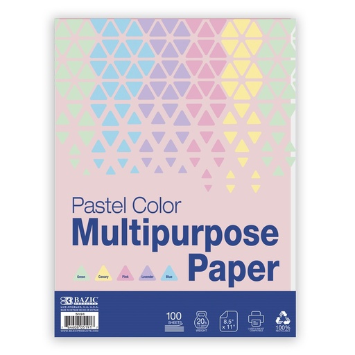 [5191] 100 Ct. Pastel Color Multipurpose Paper