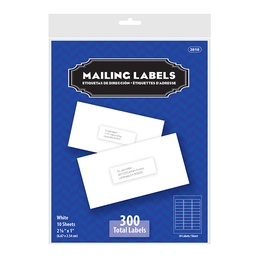 [3818] 1" X 2 5/8" White Address Labels (300/Pack)