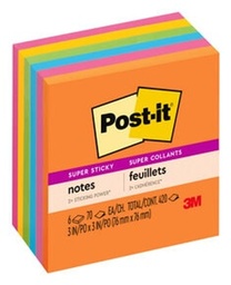 [MMM-654-6SSAU] Post-it Super Sticky Notes, 3 in x 3 in, Energy Boost Collection, 6 Pads/Pack (70007057204)