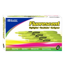 [2303] Yellow Pen Style Fluorescent Highlighter w/ Pocket Clip (12/Box)
