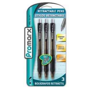 [GA01-KP7B02-48] Promarx Retractable Gel Pen 3ct Black