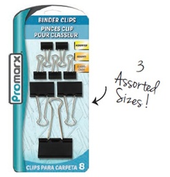 [DA43-BBGB08-24] 8ct Binder Clips, Assorted sizes