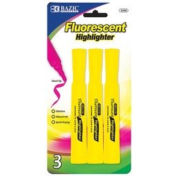 [2320] Yellow Desk Style Fluorescent Highlighters (3/Pack)