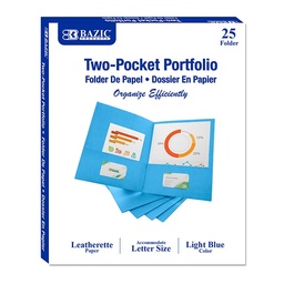 [2185] Premium Light Blue Color 2-Pocket Portfolio (25/Box)