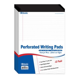 [5039] 50 Ct. 8.5" X 11.75" White Perforated Writing Pads (12/Pack)