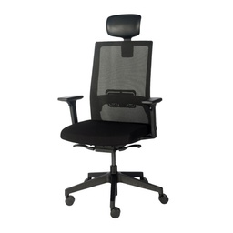[ECO-BLK] Black frame, synchro mechanism, adjustable lumbar support & arms (optional head rest)