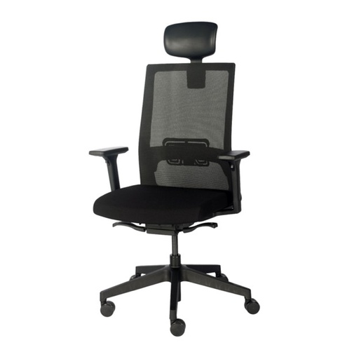 [ECO-BLK] Black frame, synchro mechanism, adjustable lumbar support & arms (optional head rest)