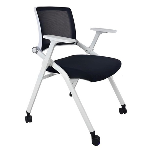 [PADUA] Whiet tubular frame, grey mesh back w/tension adjustment. Foldable.