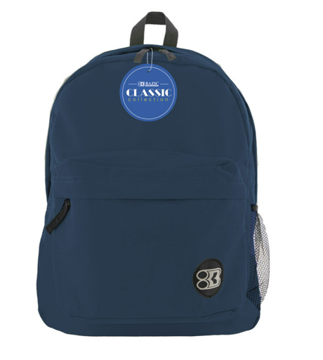 [B-1060] 17" Navy Blue Classic Backpack