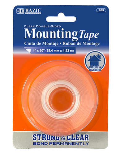 [989] 1" X 60" Double Sided Clear Mounting Tape