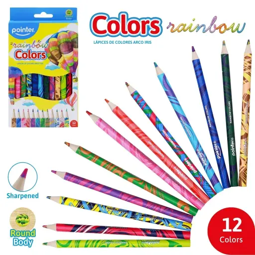 [MCP-12JB-EN] COLORED PENCILS, RAINBOW, JUMBO, SET OF 12 COLORS