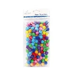 [EBP-004] 100 ct Glitter Pom Poms, Asst Colors. Size: 0.59"