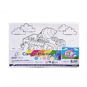 [CVS-050] Canvas Paint Set Paint by Number Ice Cream Truck Includes: 1 Wrapped Canvas 280g, + 6 colors of Acrylic Paint + 1 Paint Brush. Size: 11.4"x7.5"x0.67"