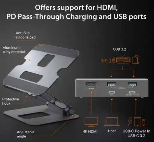 [B09YGZ8C5V] Laptop Stand with USB C 4K HDMI Display Hub (**)