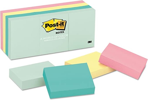 [MMM-653AST] Original Pads in Marseille Colors, 1 1/2 x 2, 100-sheet, 12/Pack (notes) 70007062667