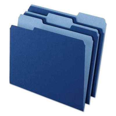 Interior File Folders, 1/3 Cut Top Tab, Letter,  Navy Blue, 100/Box