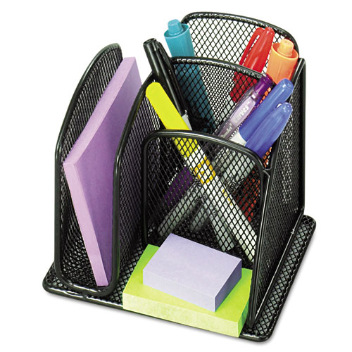 Onyx Mini Organizer with Three Compartments, Black, 6 x 5 1/4 x 5 1/4