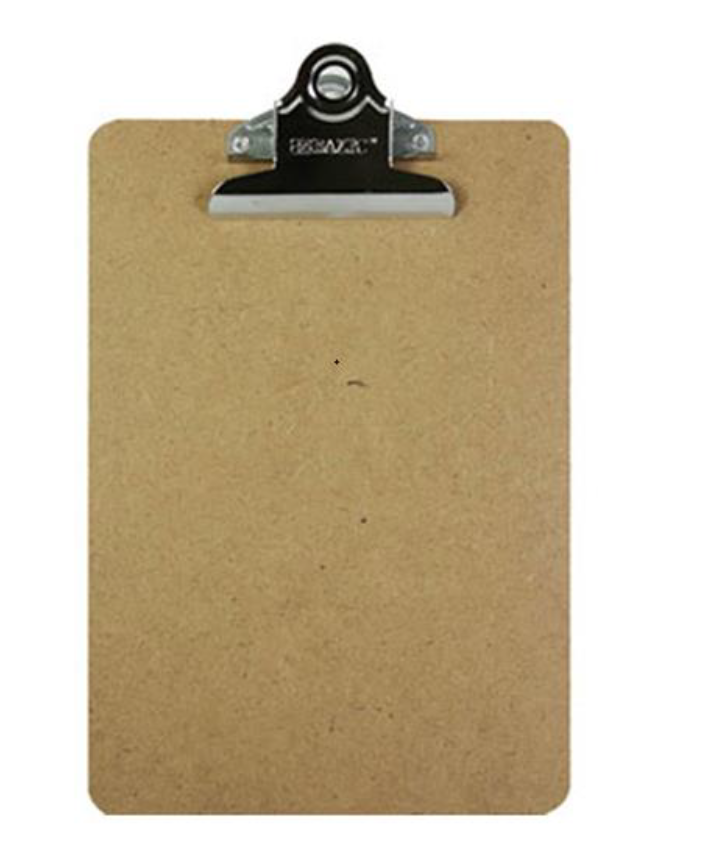 Memo Size Hardboard Clipboard w/Sturdy Spring Clip, Each