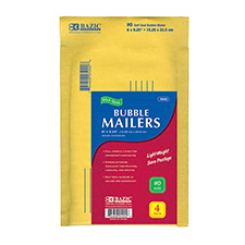 Self-Seal Bubble Mailers, 6" x 9.25", (#0) 4/Pk (8251)