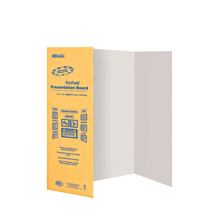 28" x 40" White Tri-Fold Corrugated Presentation Board , 30/Bx