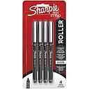 [2093222] Roller Black Ink with Black Barrel 0.5mm Roller Ball Stick Pen - 4/Pack
