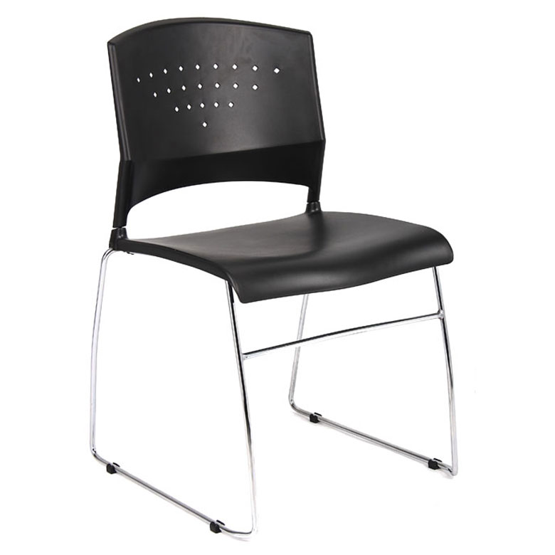 Black Stack Chair With Chrome Frame (BASE TIENE MOHO)