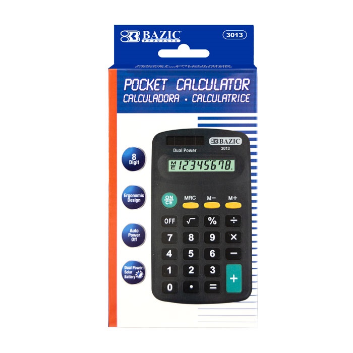 8-Digit Dual Power Pocket Size Calculator - BLACK