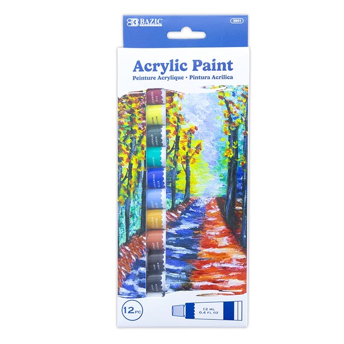0.4 FL OZ (12 mL) 12 Colors Acrylic Paint