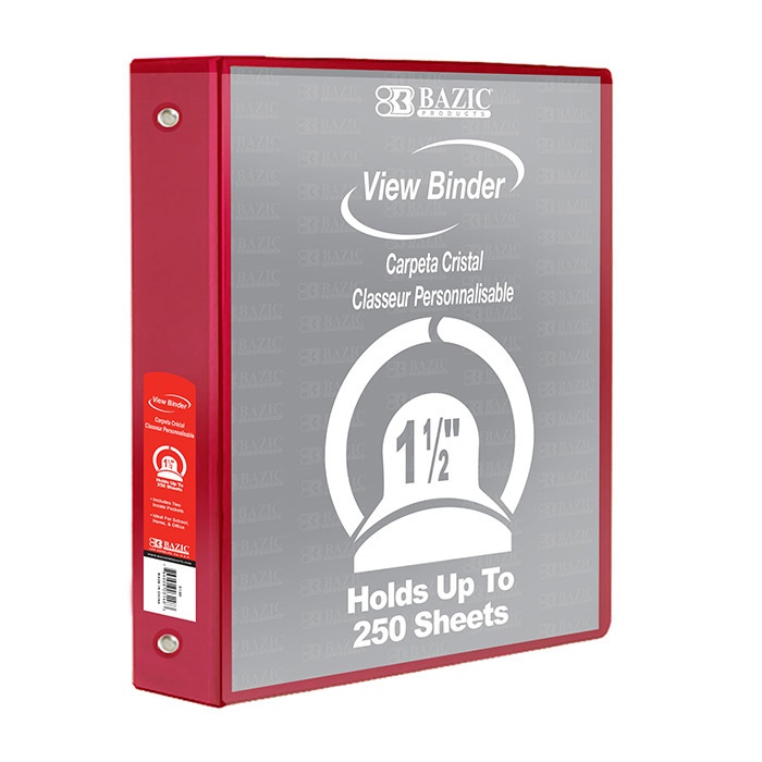 1.5" Red 3-Ring View Binder w/ 2-Pockets