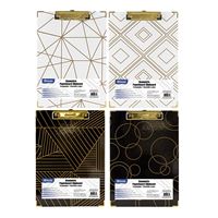 Standard Size Geometric Paperboard Clipboard w/ Gold Low Profile Clip