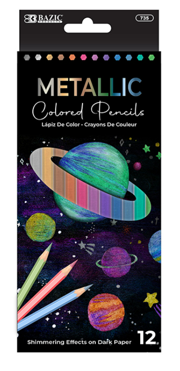 12 Metallic Colored Pencils