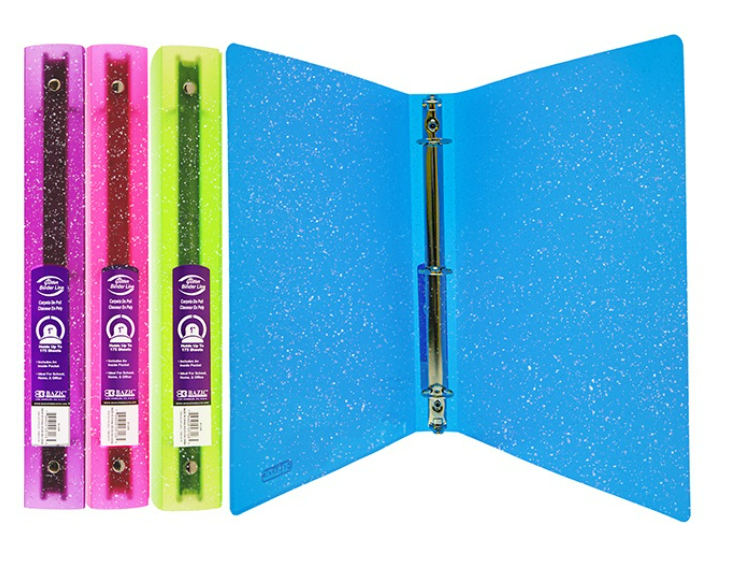 1" Glitter Poly 3-Ring Binder w/ Pocket