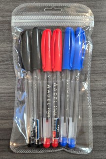 ADEL Vega Ballpoint Pen, 6 pk (Red, Black, Blue)