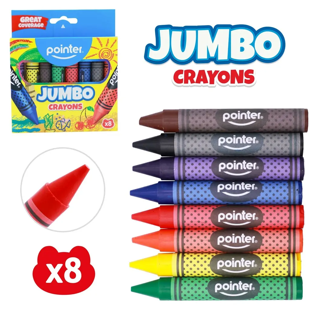 CRAYONS, JUMBO, SET OF 8 COLORS