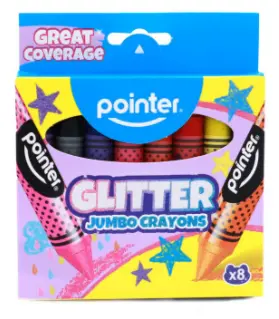 CRAYONS, JUMBO, GLITTER, SET OF 8 COLORS